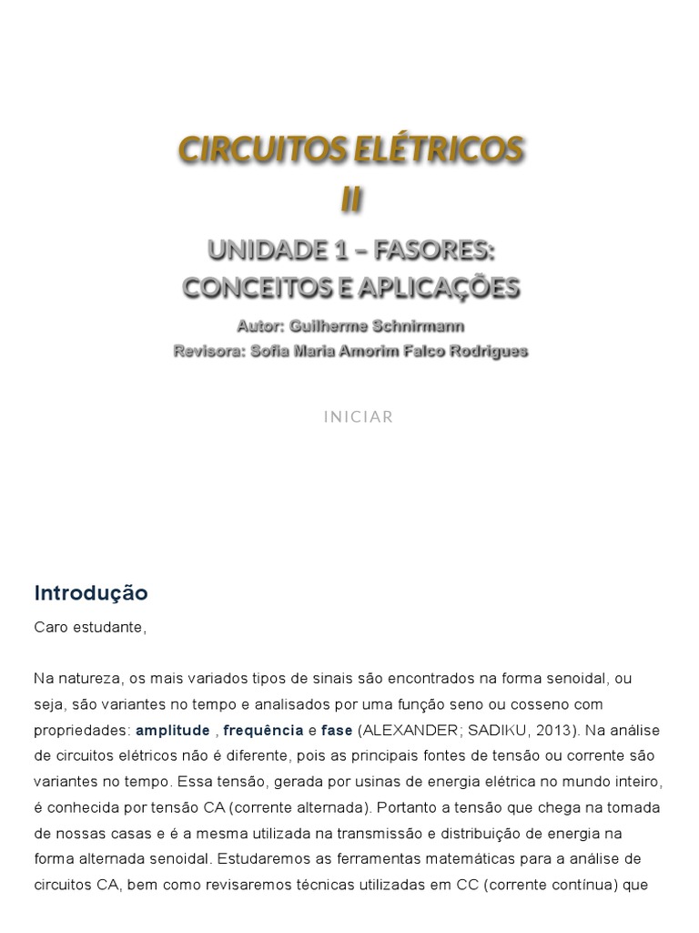 Análise de Circuitos Elétricos CA | PDF | Rede elétrica | Número complexo