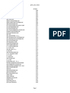 Company Name and GVKEY Reference List, PDF, Companies