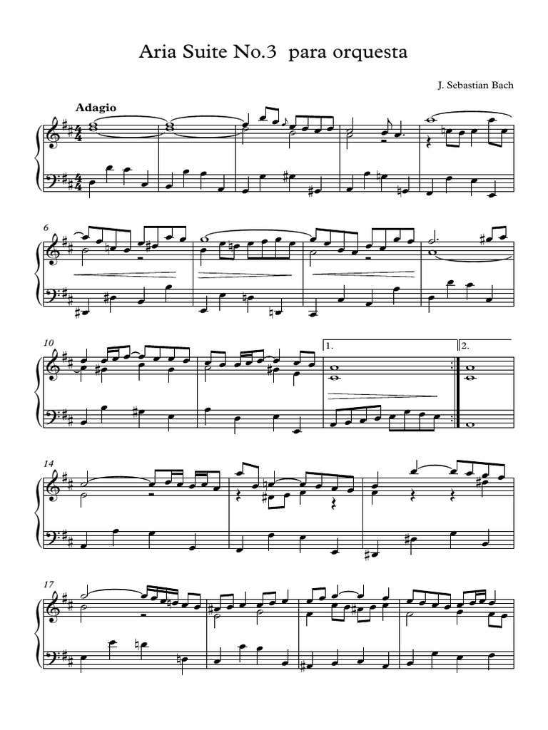 Aria Suite No 3 para Orquesta - Partitura Completa | PDF | Calligraphie ...