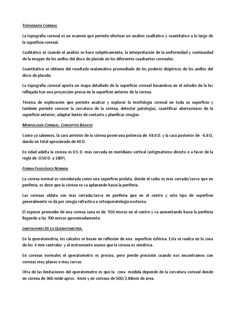 Topografia Corneal Pdf C Rnea Radiaci N Electromagn Tica