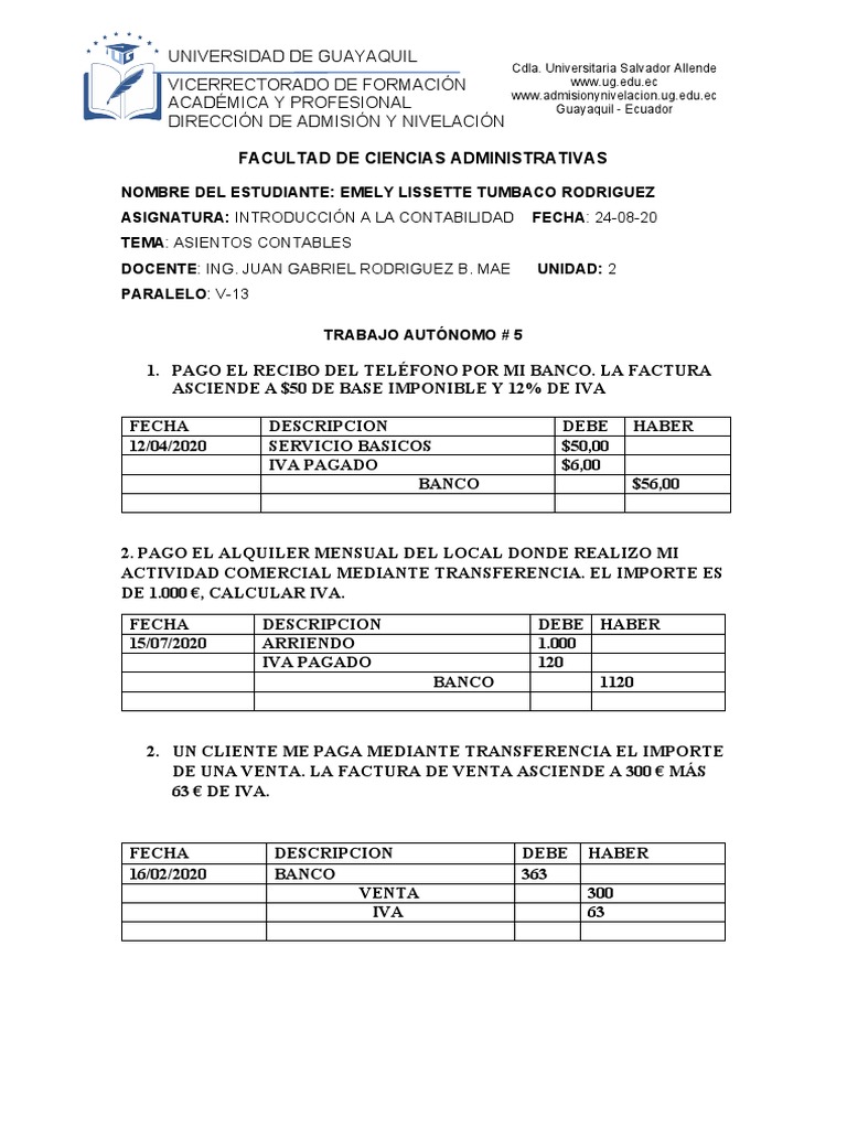 Asientos Contables en Contabilidad | PDF