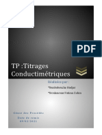 TP:Titrages Conductimetriques: Realisees Par