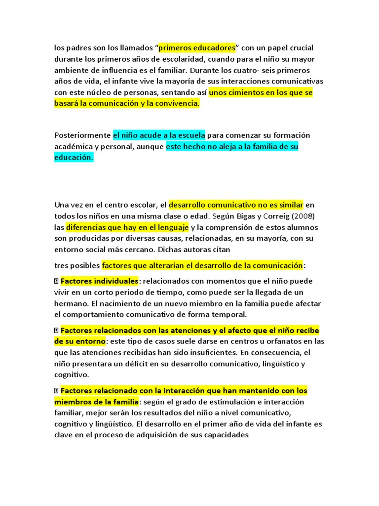 Lenguaje en La Familia y Escuela | PDF | Aquisición de idioma | Cognición