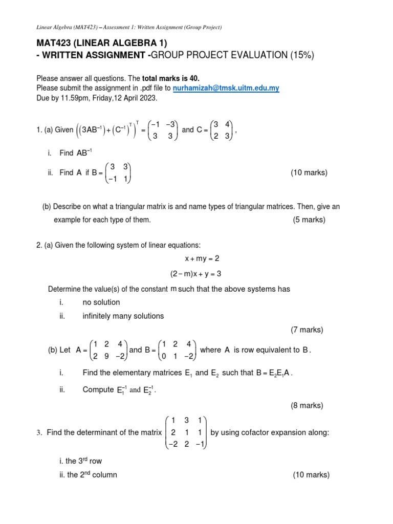 MAT423 ASSESSMENT 1 (Group Project) March August2023 PDF