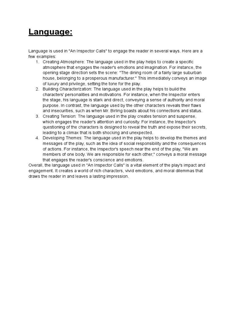 An Inspector Calls Summary PDF