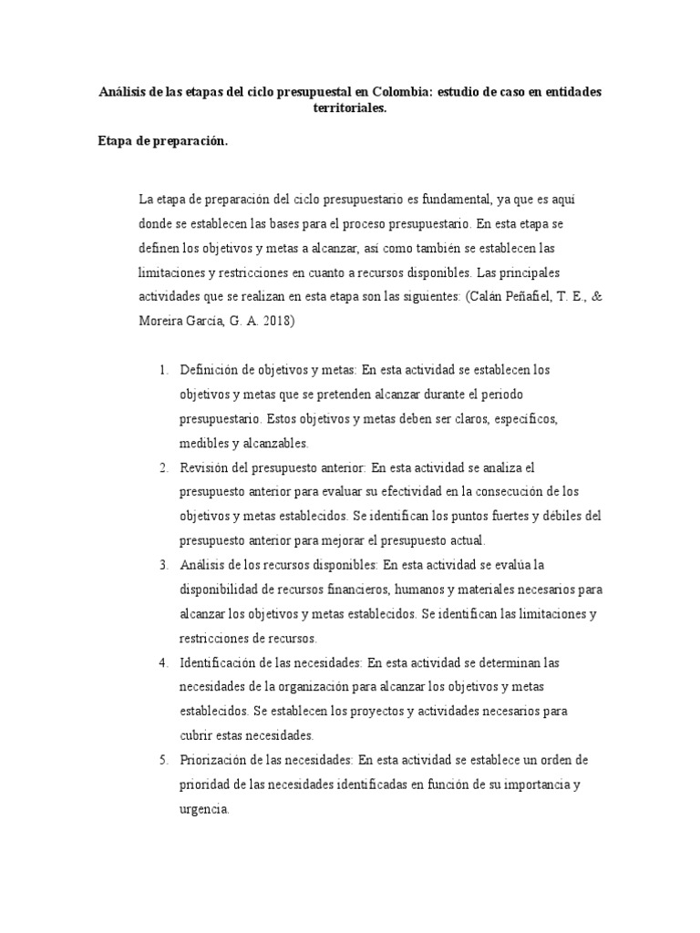 Etapas del Ciclo Presupuestal en Colombia | PDF | Presupuesto ...