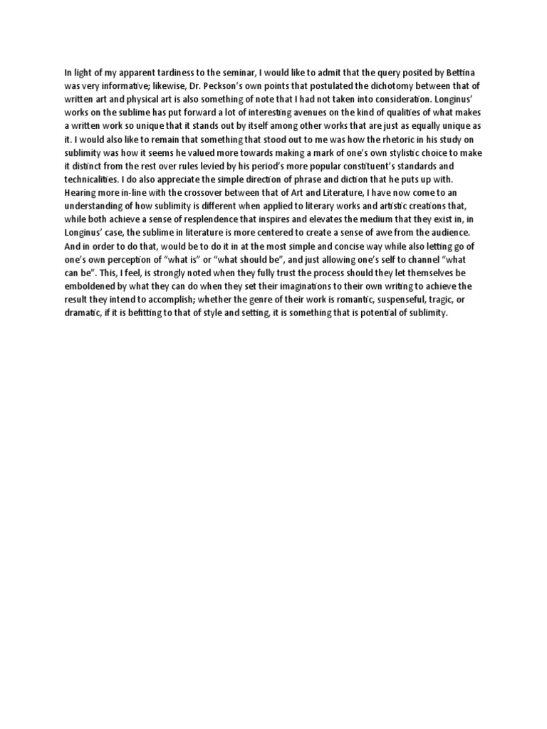 Commentary Paper Longinus | PDF
