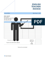 English Teacher Invoice Template