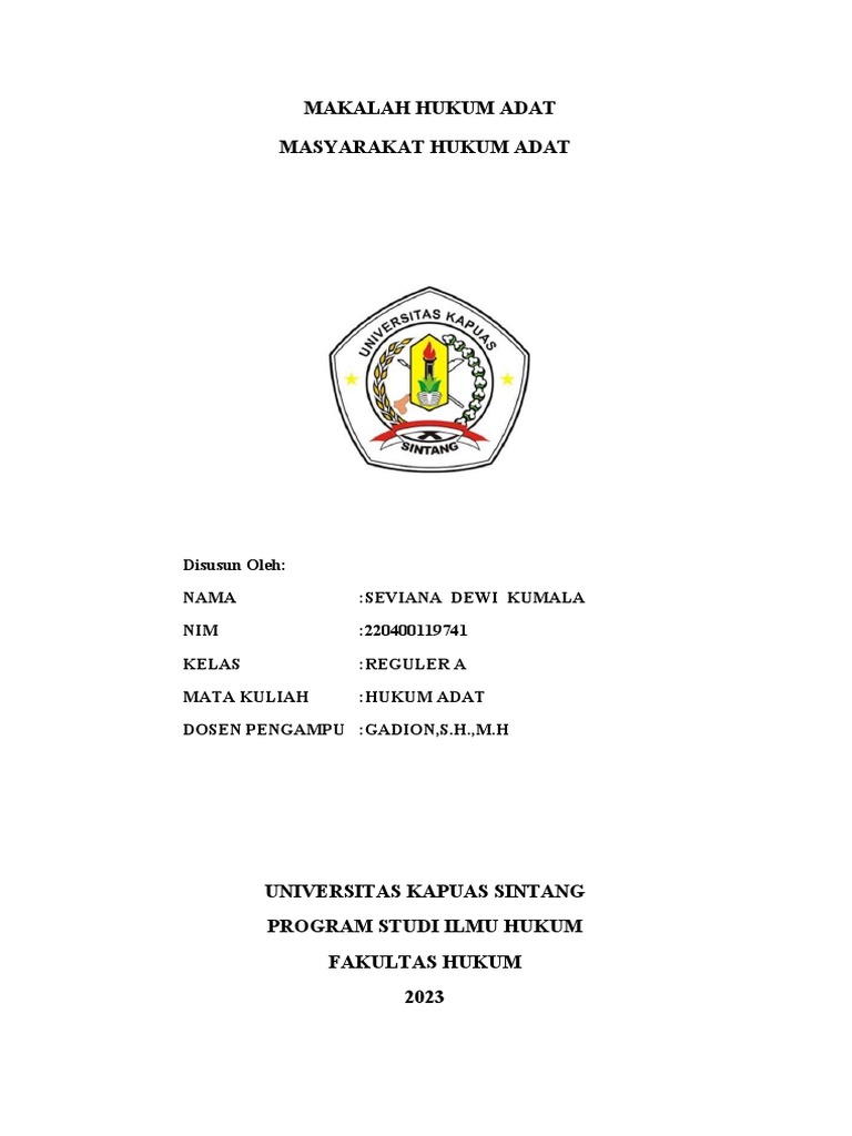 Makalah Hukum Adat Makalah Pdf