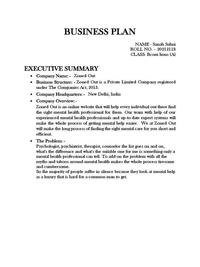 BUSINESS PLAN Zoned Out PDF Psychotherapy Eye Movement