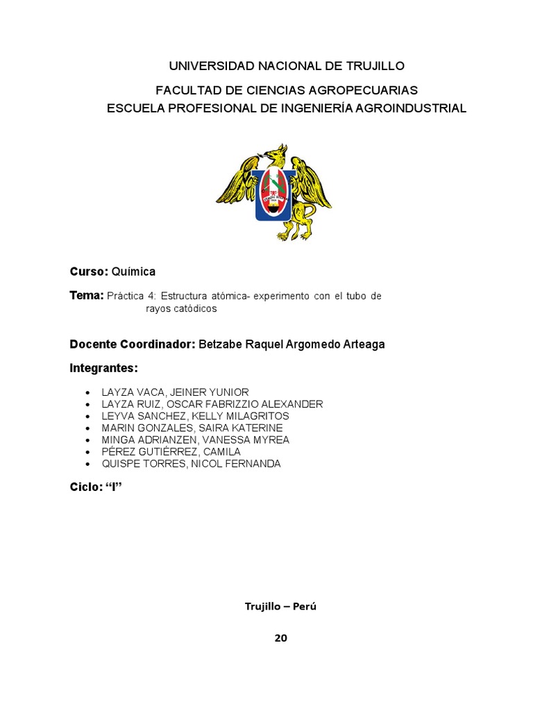 PRÁCTICA 4 Experimento Con El Tubo de Rayos Catódicos | PDF | Electrón ...