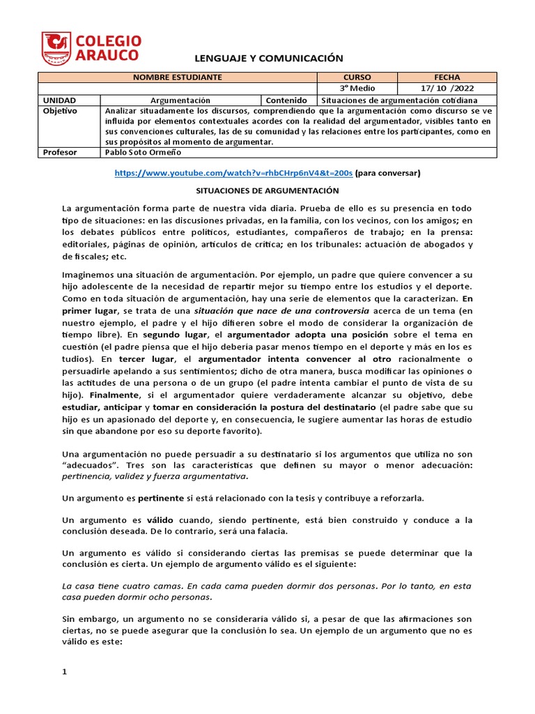 Guía Argumentacion | PDF