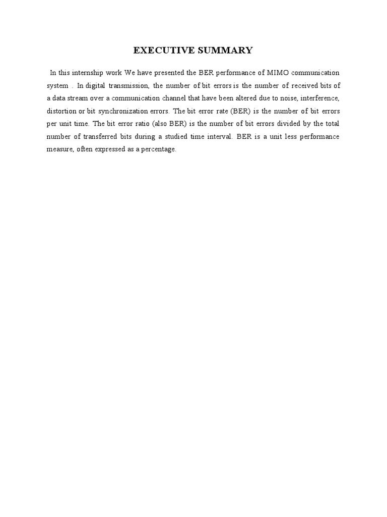 Internship Report BER Download Free PDF Digital Signal Processing Orthogonal Frequency