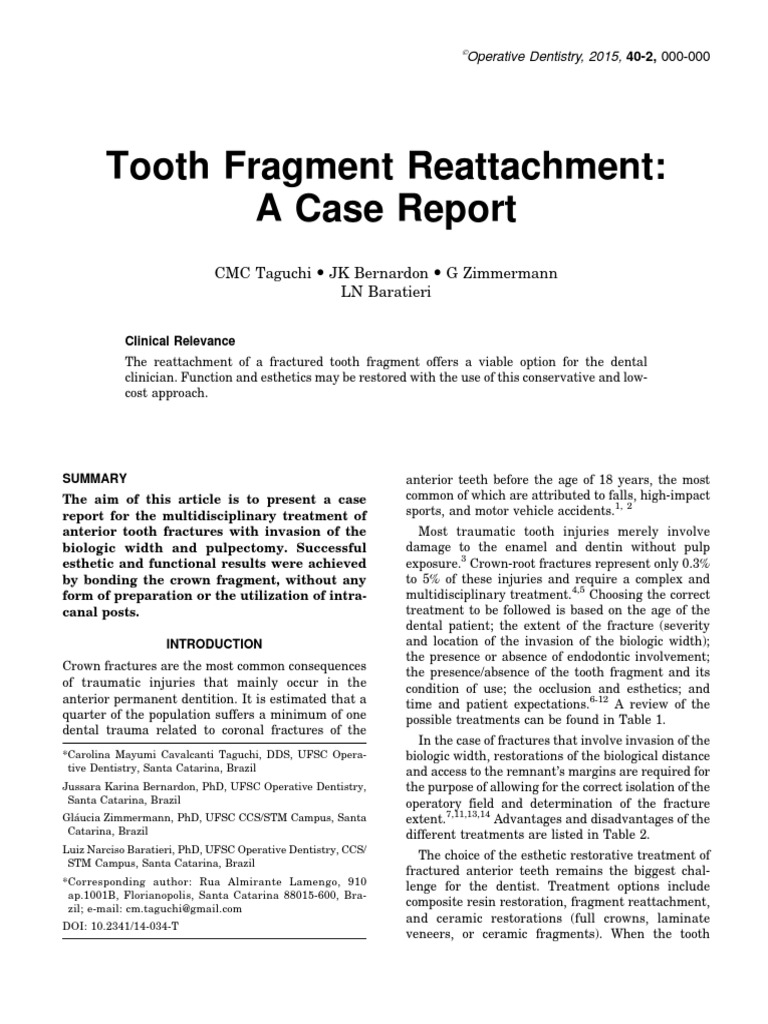2015 tooth fragment reattachment candy pdf tooth enamel dental