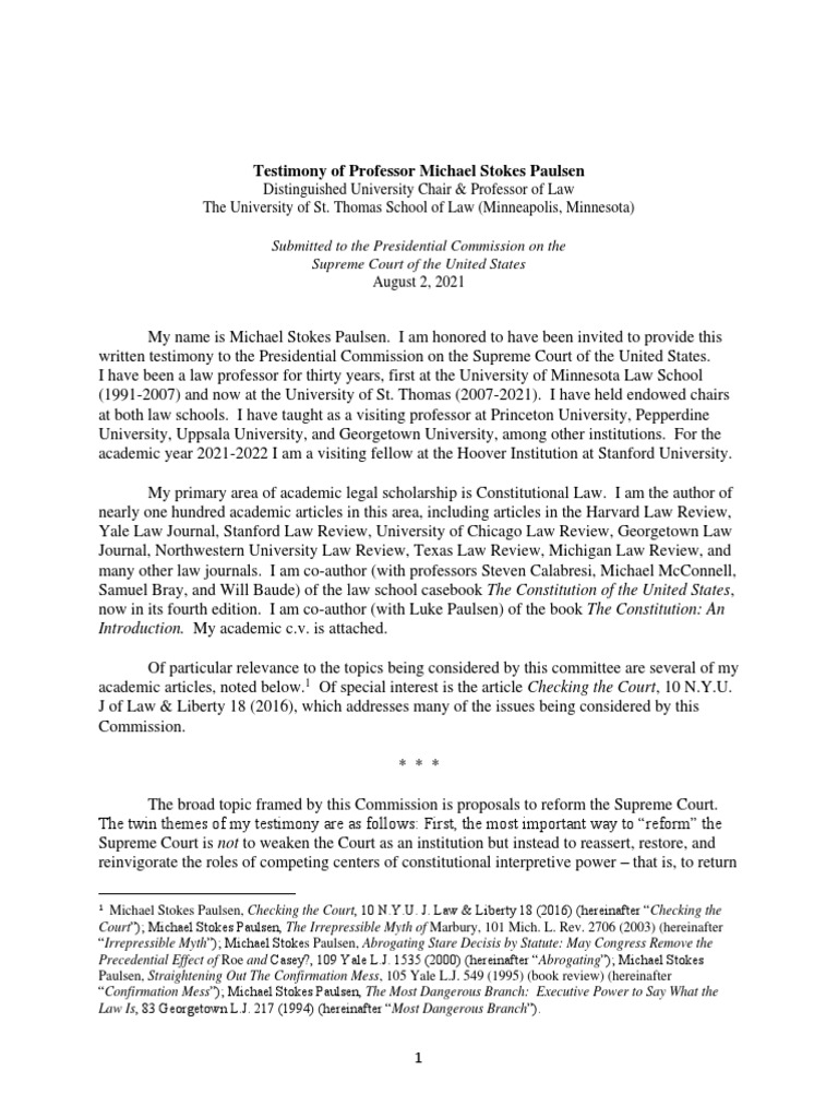 Paulsen (2021) - Testimony | PDF