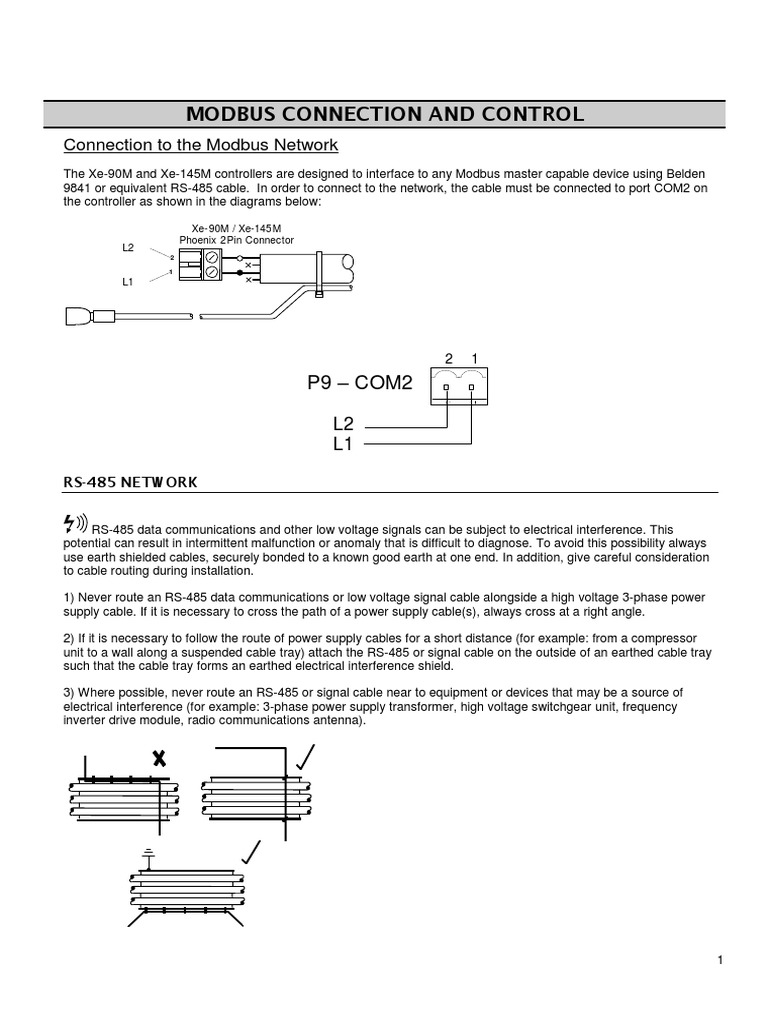 Guide to modbus connection control and configuration for xe 90m and