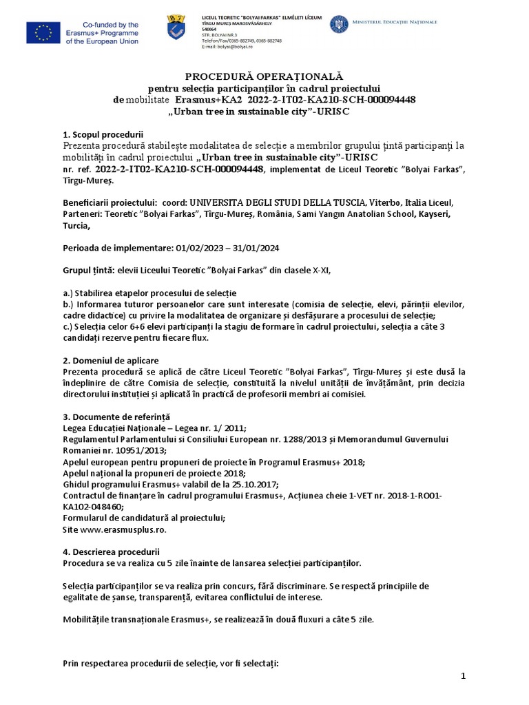 Selectie Participanti Procedura LTBF | PDF
