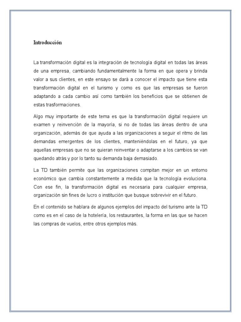 Impacto de la Transformación Digital en Turismo | PDF | Turismo ...