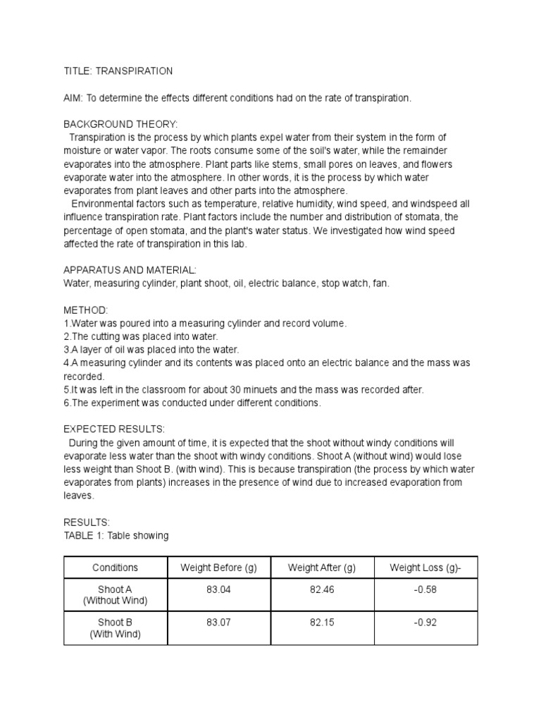 Title - Transpiration | PDF | Evaporation | Stoma