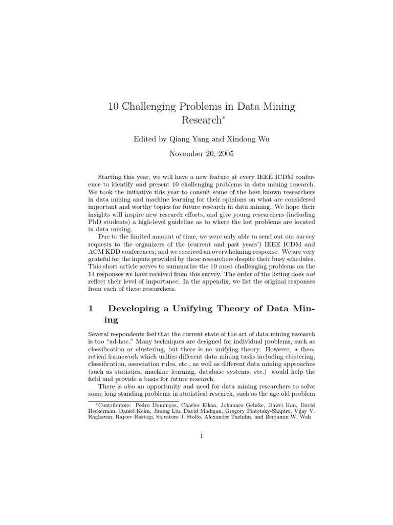 10 Challenging Problems in Data Mining | PDF