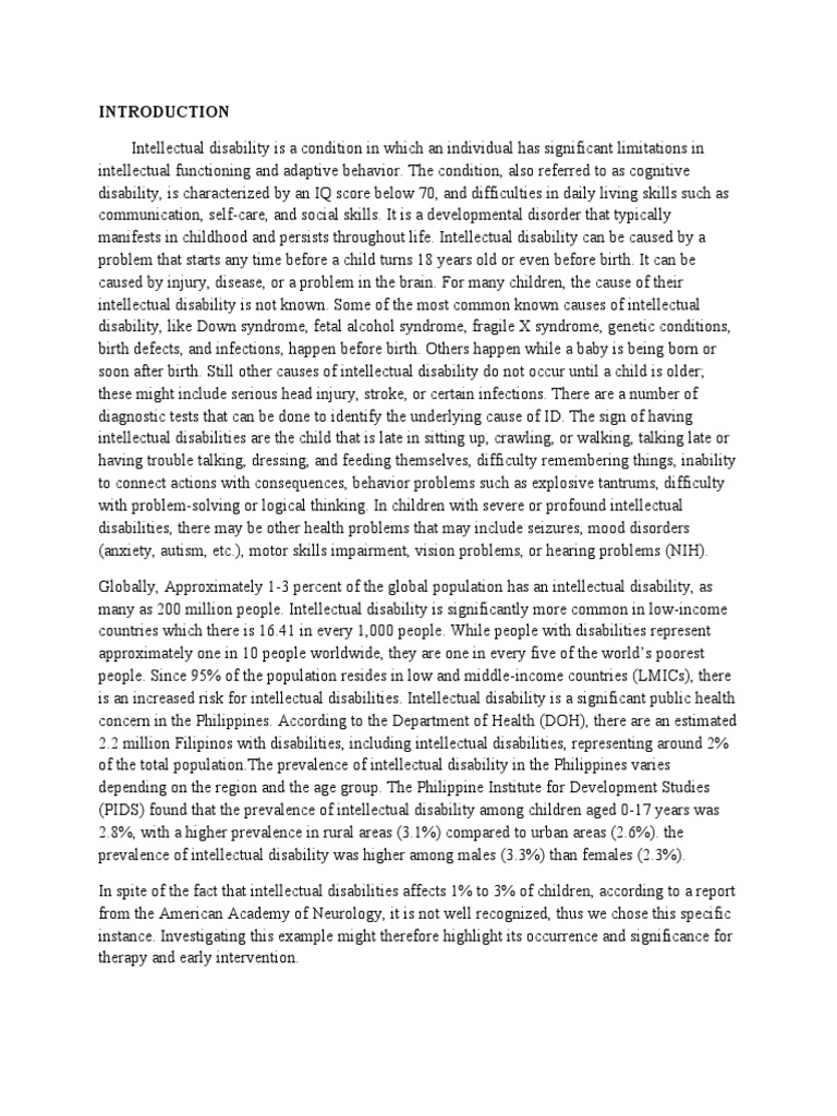 Introduction Pdf Intellectual Disability Disability