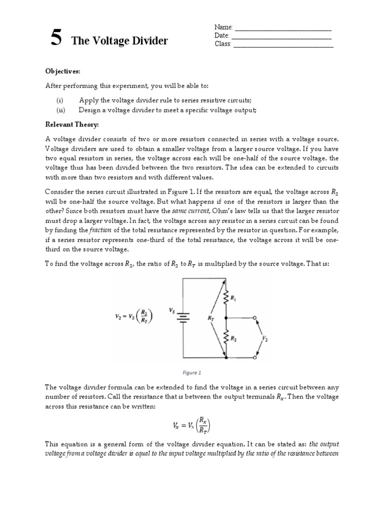 Voltage Divider Circuit Design Guide | PDF | Resistor | Series And ...
