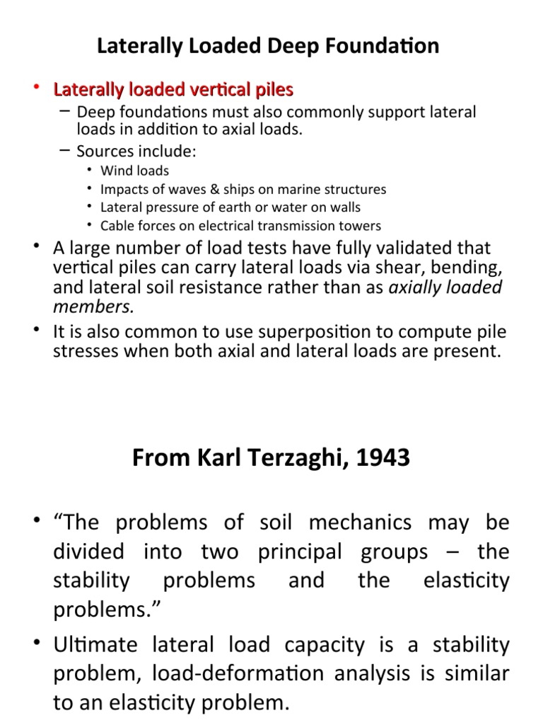 Chap3 Laterally Loaded Deep Foundation | PDF | Deep Foundation | Bending