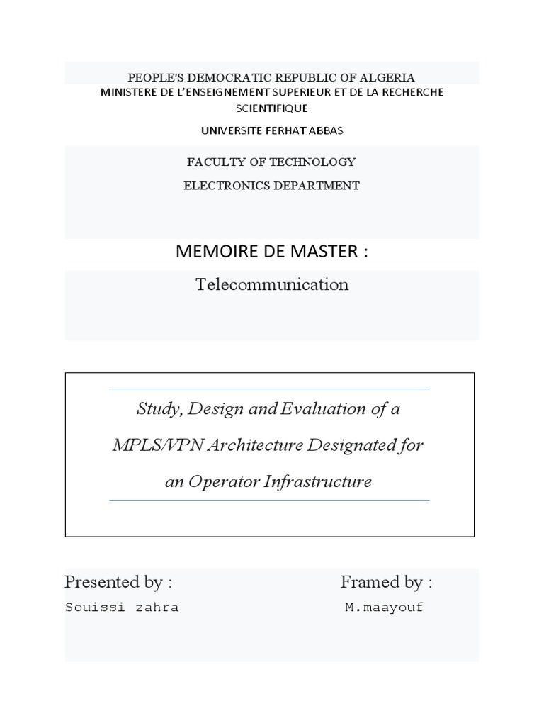 Memoire Mplsvpn Pdf Networking Multiprotocol Label Switching