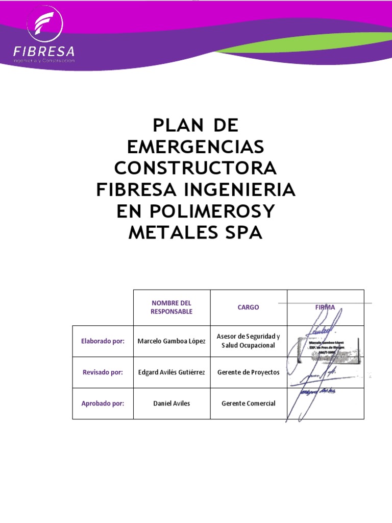 Plan de Emergencias Fibresa Ingeniería | PDF | Riesgo | Incendios