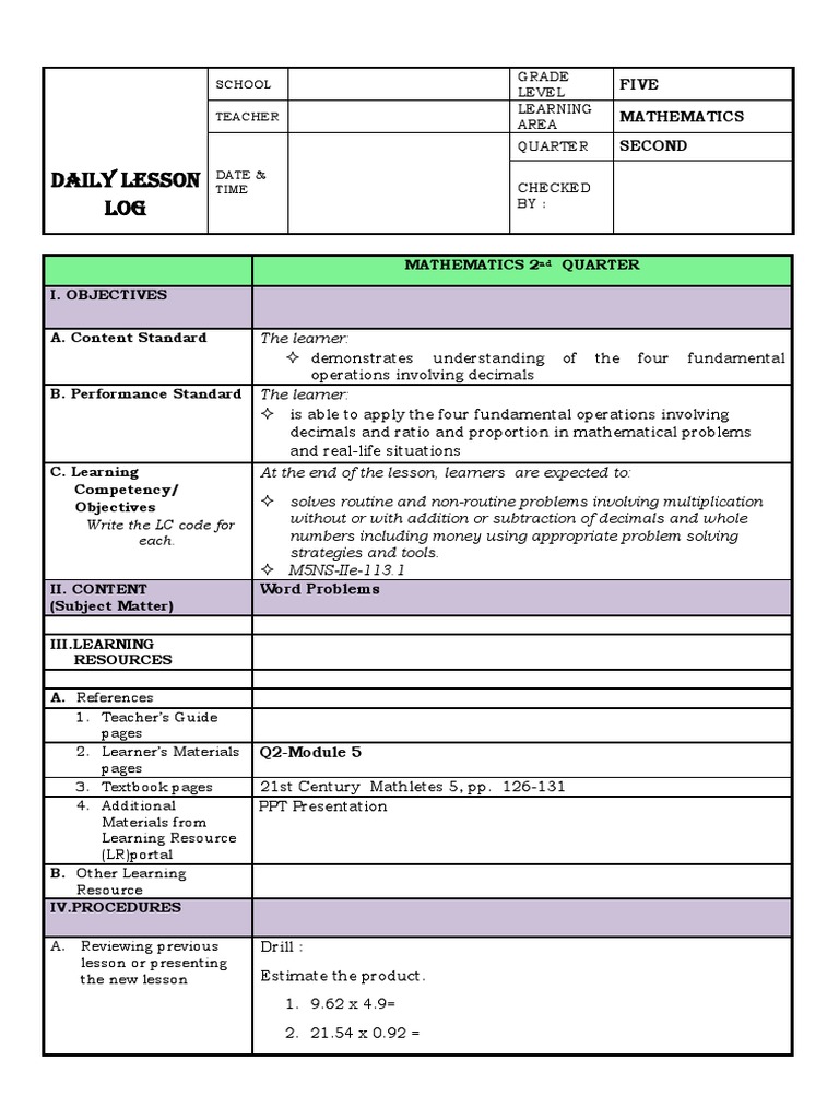 Grade 5 Math Problem Solving Guide | PDF | Learning | Mathematics