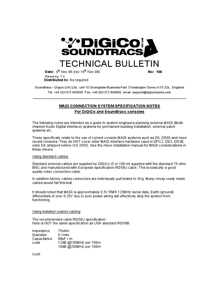 TB106MadiCableSpecs.pdf PDF Electrical Connector Manufactured