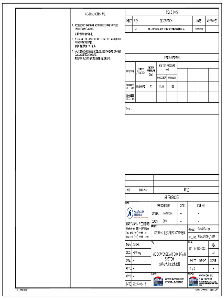 S2111 493 002 Me Scavenge Air Box Drain System A1 Pdf Pipe Fluid