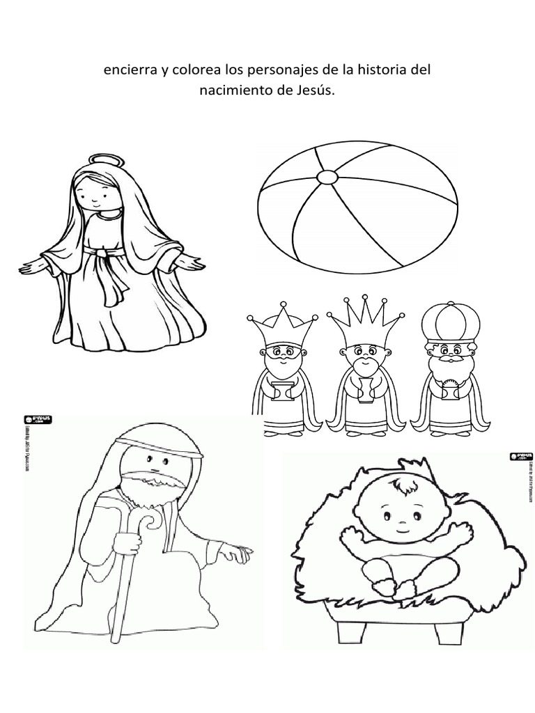 Encierra y Colorea Los Personajes de La Historia Del Nacimiento