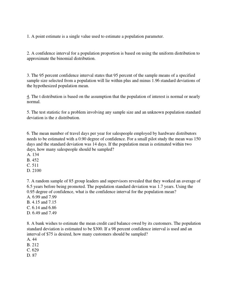 Chapter 7 Exercises PDF Confidence Interval Standard Deviation