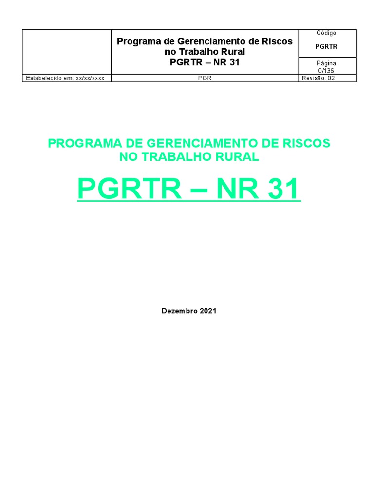 PGRTR: Gerenciamento de Riscos Rurais | PDF | Fatores humanos e ...