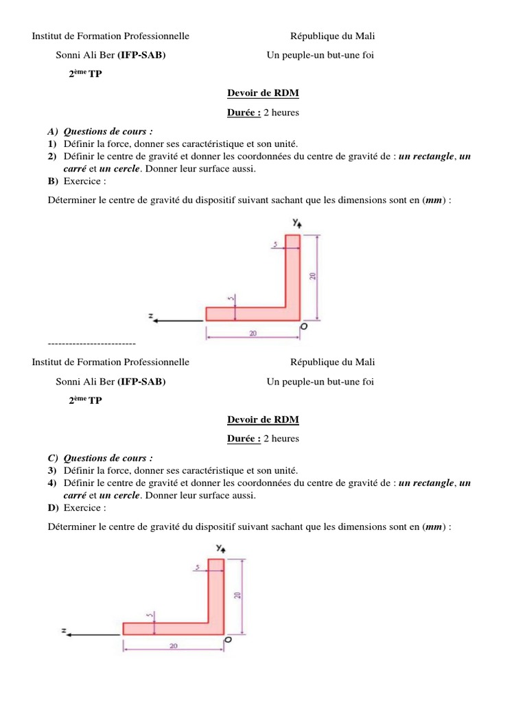 Devoir RDM : Force et Centre de Gravité | PDF | Méthodes et références ...