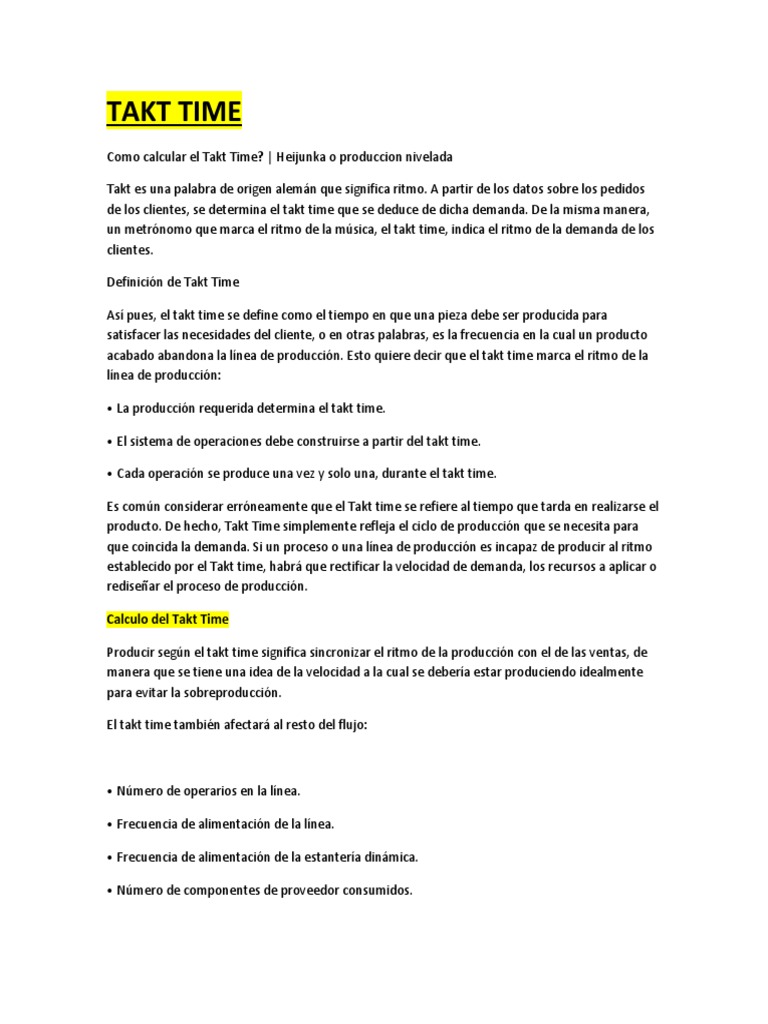 Takt Time | PDF | Economias