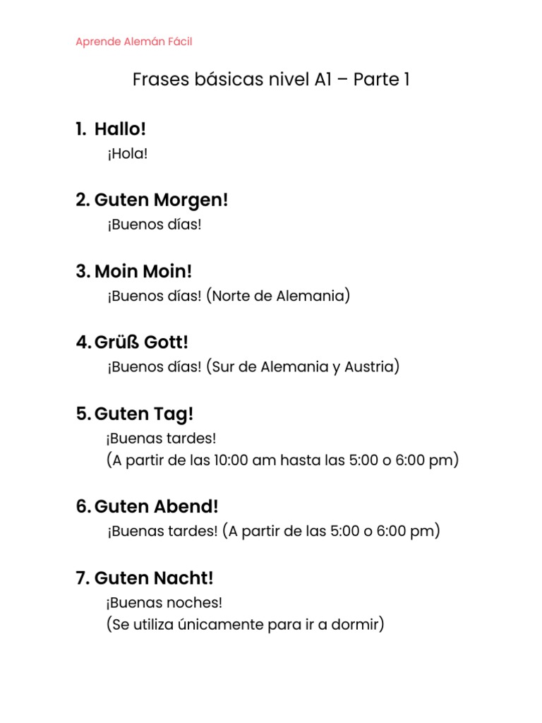 Frases Básicas A1.1 | PDF