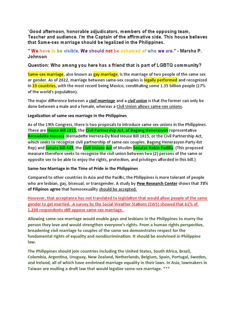 Legalizing Same-Sex Marriage in the Philippines | PDF | Same Sex ...