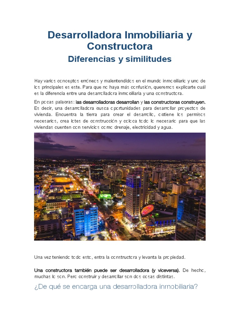 Diferencias entre Desarrolladora y Constructora | PDF | Derecho