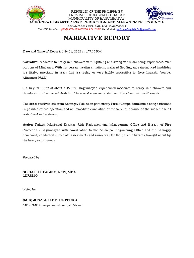 Flood Incident Report - Bagumbayan | PDF | Technology & Engineering