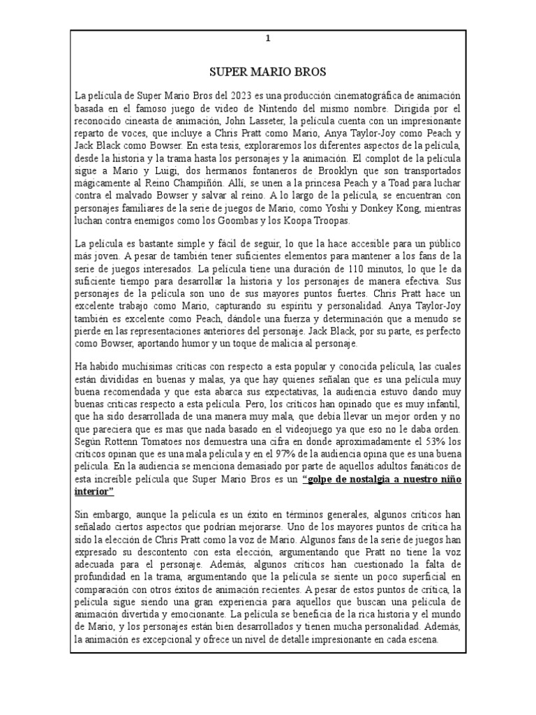 Super Mario Bros | PDF | Juegos y actividades