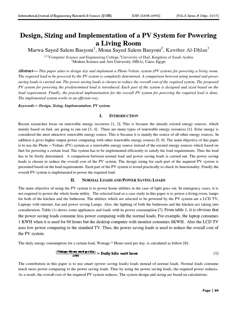 PV System Design for Living Room | PDF | Photovoltaic System | Energy ...