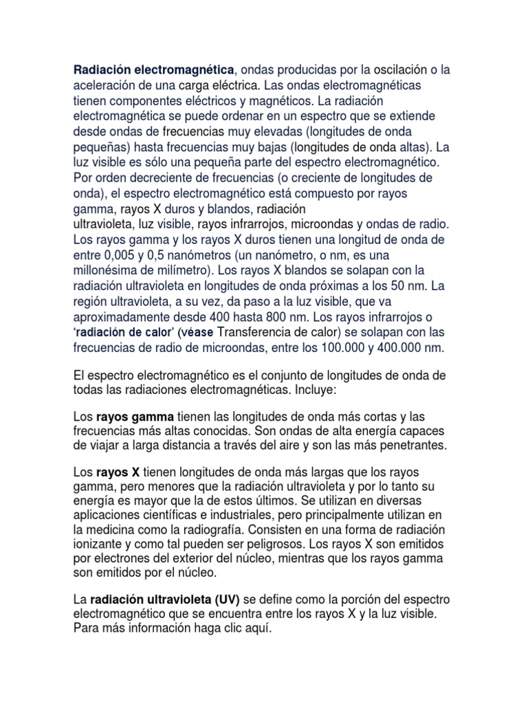 Radiación Electromagnética PDF Radiación electromagnética