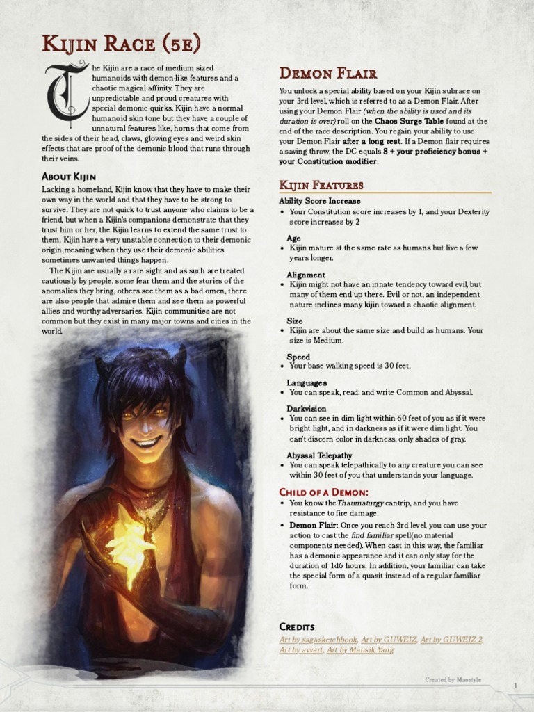 Kijin (5e) v4.0 (Final) | Download Free PDF | Fungus | Demons