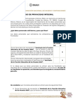 Aviso de Privacidad Integral Seminario de La Funcion Educativa de Los Museos 2023 PDF