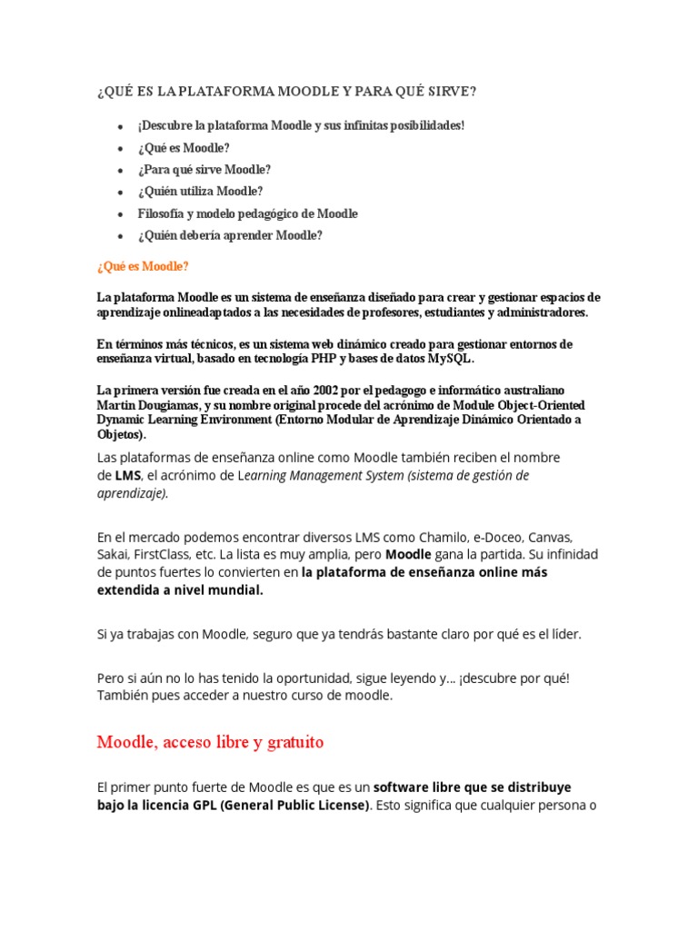Qué Es La Plataforma Moodle y para Qué Sirve | PDF | Moodle | Enseñando