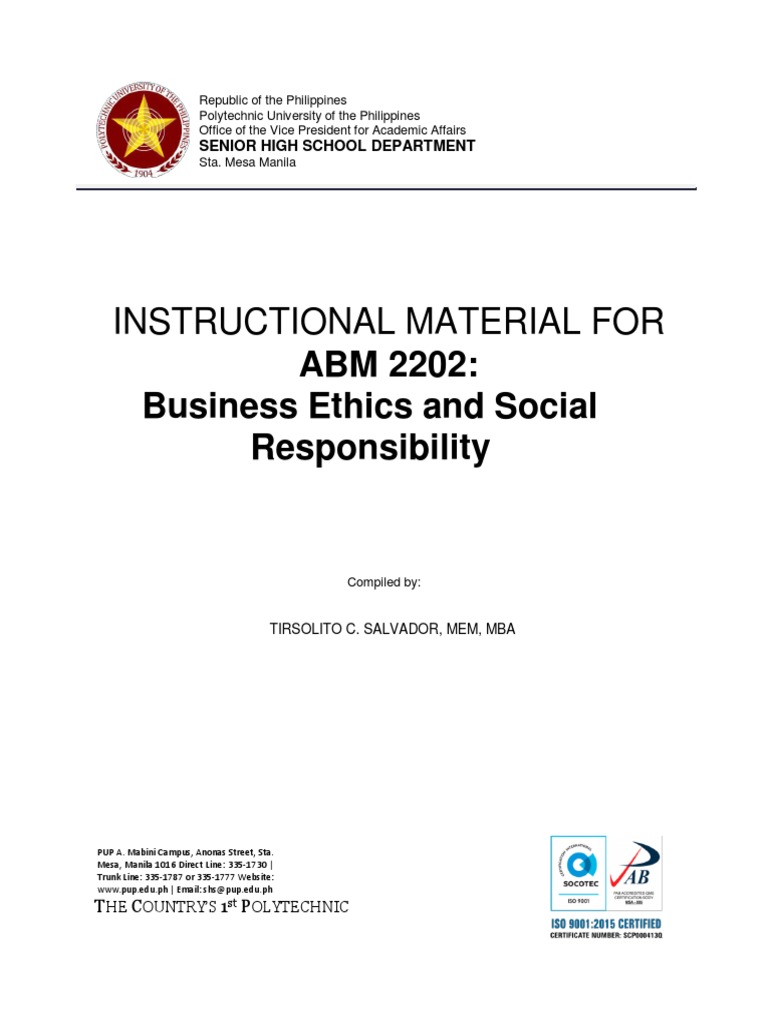 Business Ethics and Social Responsibility | PDF | Morality | Corporate ...