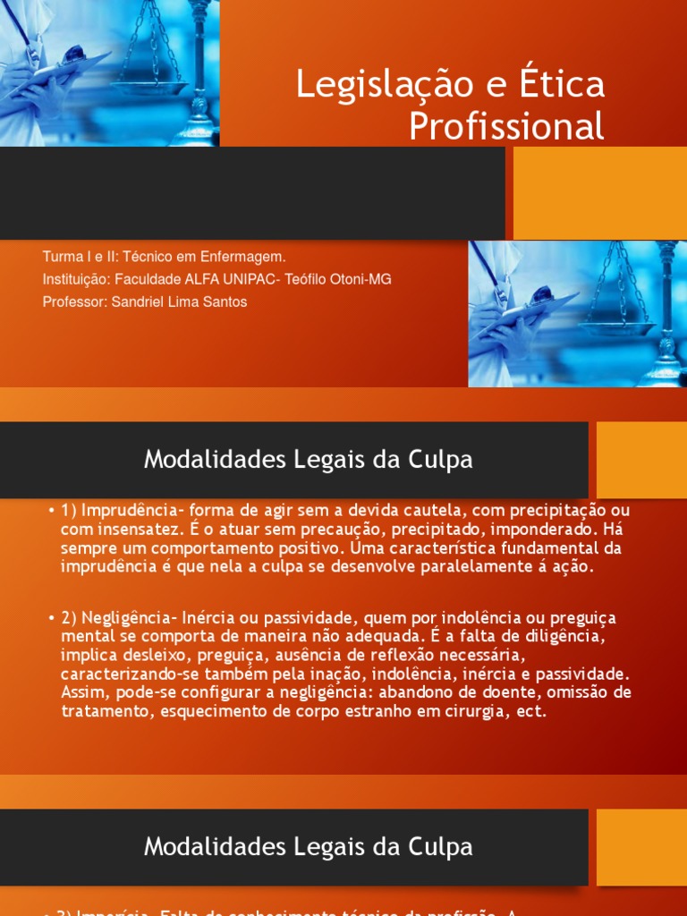 2º Aula Legislação e Ética Profissional Correta PDF | PDF | Enfermagem ...