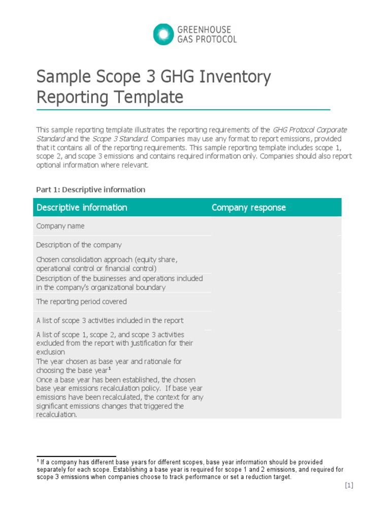 Sample GHG Inventory Reporting Template | PDF | Economies | Climate Change